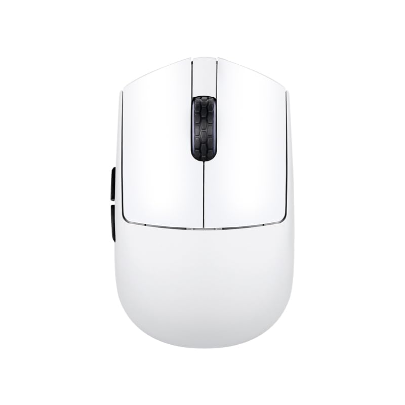 Darmoshark M5 M.P Fish Head 8K Wireless Gaming Mouse, Lightweight 38g Fingertip, PAW3950, 30000dpi, Bluetooth 2.4Ghz, USB-C (White)