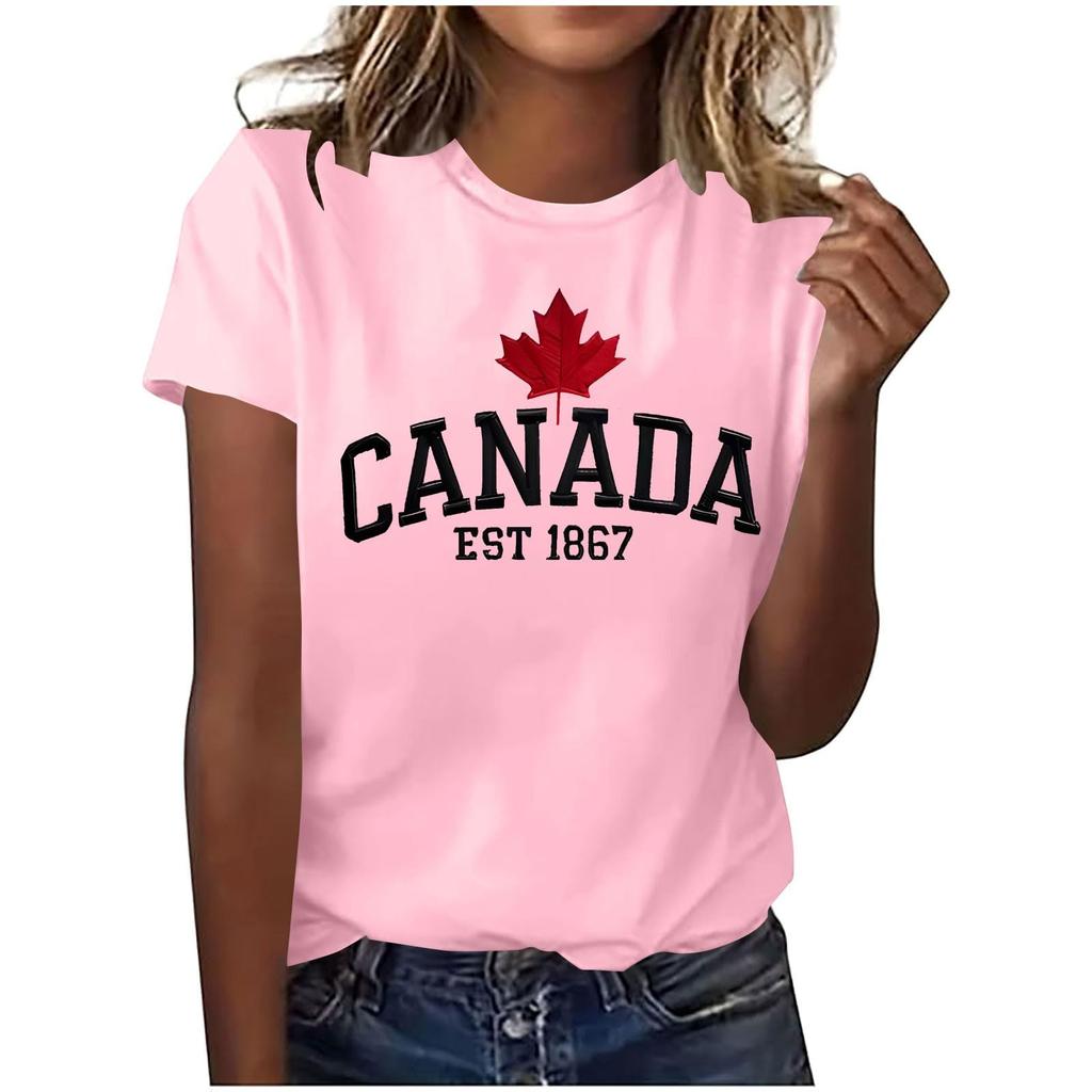 Damen Mode Lässiges Oberteil mit Ahornblatt-Print