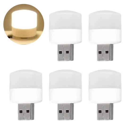 5/10Pcs Mini Circular LED Lights Bedside Lamps Flicker-Free Non-Glare Energy-Saving Plug-and-Play USB Lights