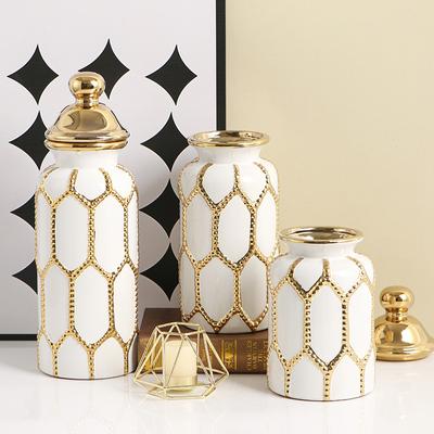 Ceramic General Jar Ornaments Vase Living Room European-style Gold Luxury Flower Arrangement Home Large Soft Decoration Crafts