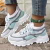 Women's Colorblock Knitted Sneakers Stylish Breathable Low Top Running Trainers, Comfy Outdoor Sports Shoes Plus Size