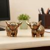 Mini Kupfer Hochlandrind Figur Miniatur Messing Hochlandrind Kleine Rinder Skulpturen für Zuhause Büro Bücherregal Mikro Landschafts Zubehör