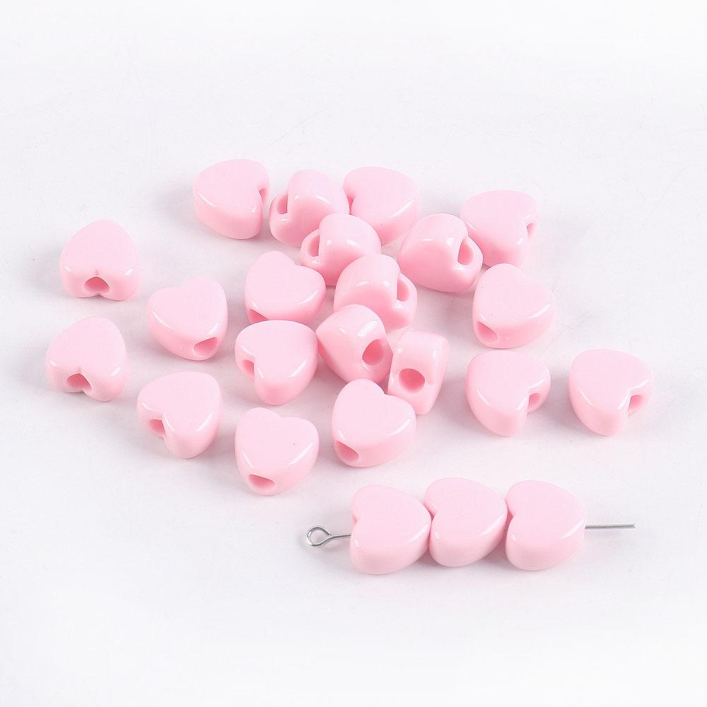 Acrylic Large Hole Beaded Solid Color Beads Love Beads Loose Beads Peach Heart Handmade Diy Necklace Mobile Phone Chain Accessories