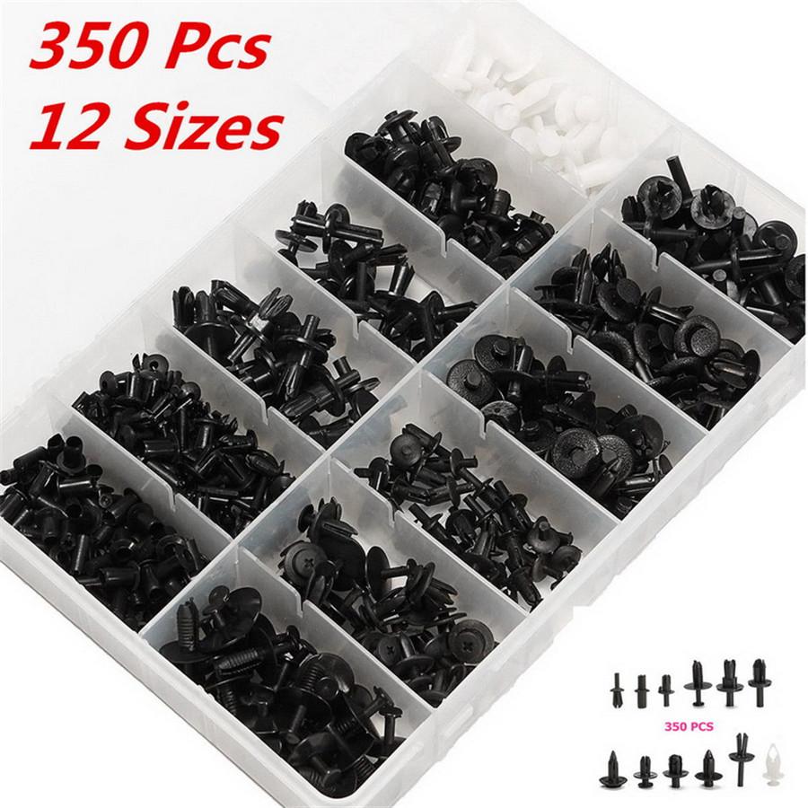 350 Pcs Universal Mixed Size Car Push Pin Rivet Fastener Moulding Clip + Pliers