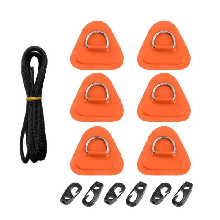 6Pcs D-Rings Patches PVC Stainless Deck Rigging Sets Inflatable Boat D-Rings Pad