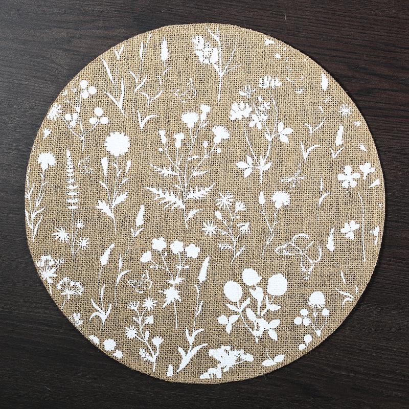 Eco-friendly round Japanese minimalist wind fringed placemat table mat coaster natural color jute modern minimalist