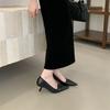 2025 Autumn Pointed Stiletto High Heels One-pedal French Kitten Heel Single Shoes Light Mouth Temperament Commuter Work Shoes