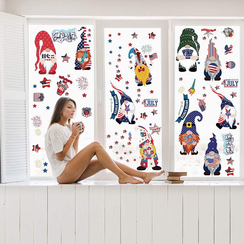 Heiß! 9 Stück/Set Wandaufkleber PVC Amerikanischer Unabhängigkeitstag Aufkleber Elektrostatische Fensteraufkleber
