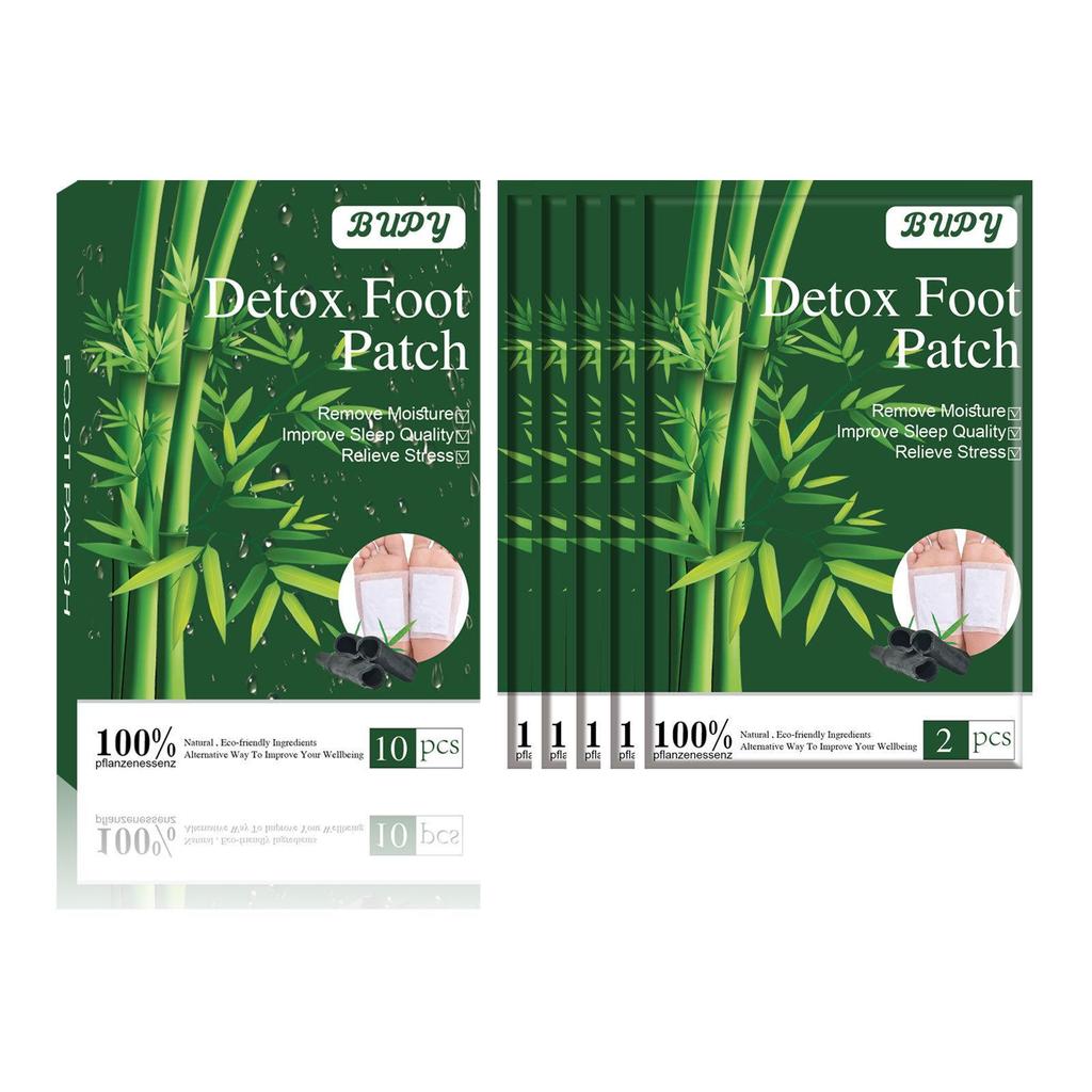 BUPY Bamboo Charcoal Herbal Foot Patch - Relieve Fatigue & Soothe Sleep with Natural Plant Extracts