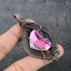 Pink Rubillite Handmade Copper Wire Wrap Jewelry Pendant 2.88" S0e63