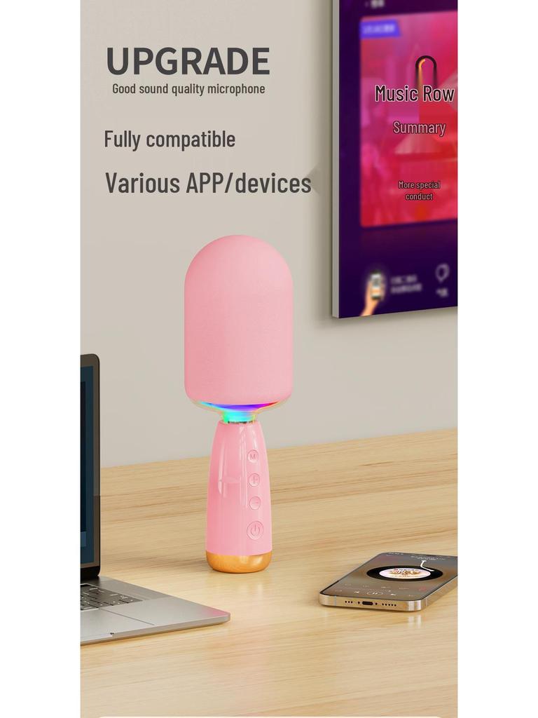 Wireless Bluetooth Microphone Speaker for Home Karaoke and Kids' Entertainment