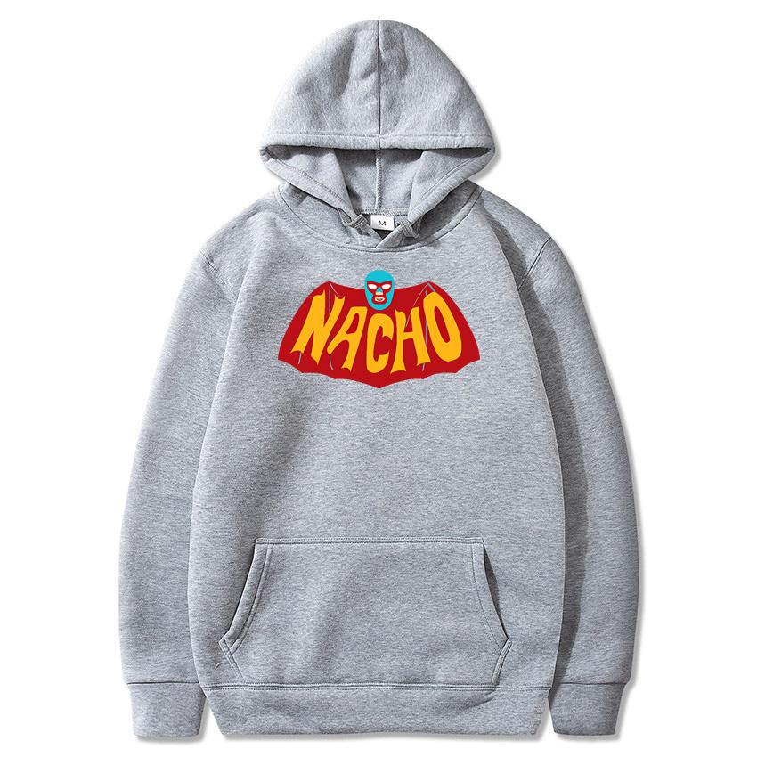 New autumn and winter Nacho printed hoodie classic style daily casual fashion pullover solid color fleece warm hoodie