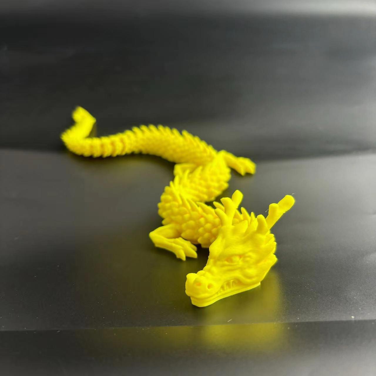 

3D-печатный шарнирный дракон - подвижная китайская модель дракона для украшения аквариума и ландшафтного дизайна 29cm жёлтый