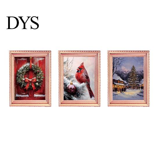 Holiday Decor Magnets 3Pcs LED Glowing Christmas Fridge Magnet, Wooden Frame Refrigerator Magnetic Decoration for Kitchen Cabinets Whiteboards Lockers