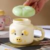 Pig ceramic mug cute with lid spoon water cup household coffee cup couple girl cup high value