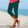 Damen Einfarbige Slim Fit Capri-Leggings Dehnbar Mittelhoch Lässige Cropped Hosen für den Alltag