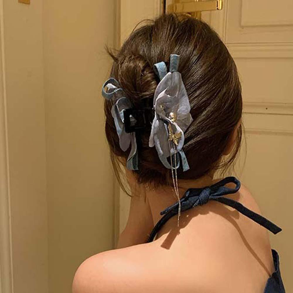 Cloth Butterfly Orchid Hair Clip Pearl Girls Side Clip Sweet Bohemian Style Hairpin  Summer