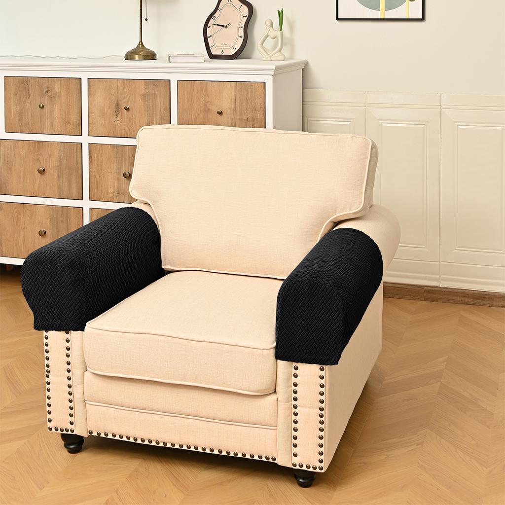 2pcs/1set Modern Simple Household Sofa Armrest Gloves Thickened Anti-dirty Home Fabric Protective Cover Simple Solid Colour