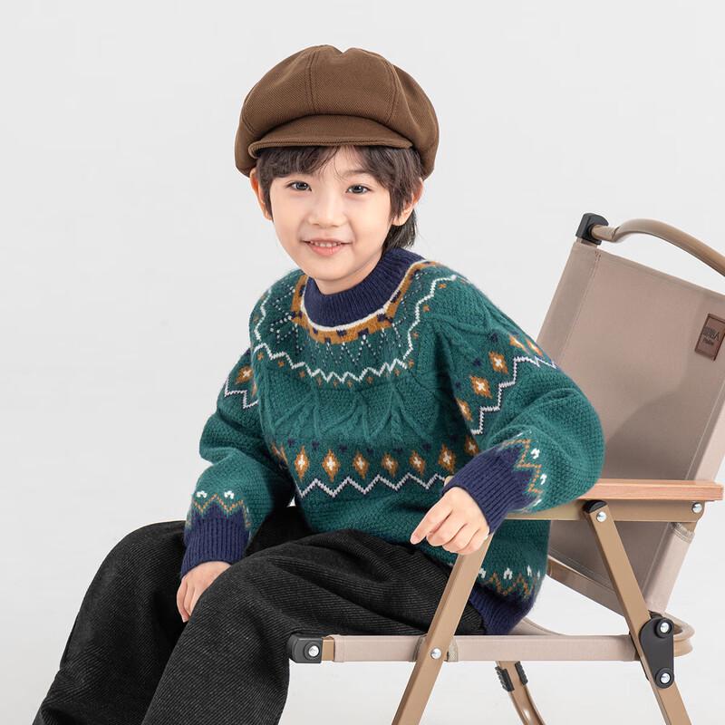 Duoduojia Boys Winter Fair Isle Jacquard Pullover Sweater 110