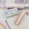 Sweet Cute Splicing Plaid Bow Pencil Case Portable Large Capacity Student Stationery Storage Bag Pen Bag Girly Cosmetic Bag Gift