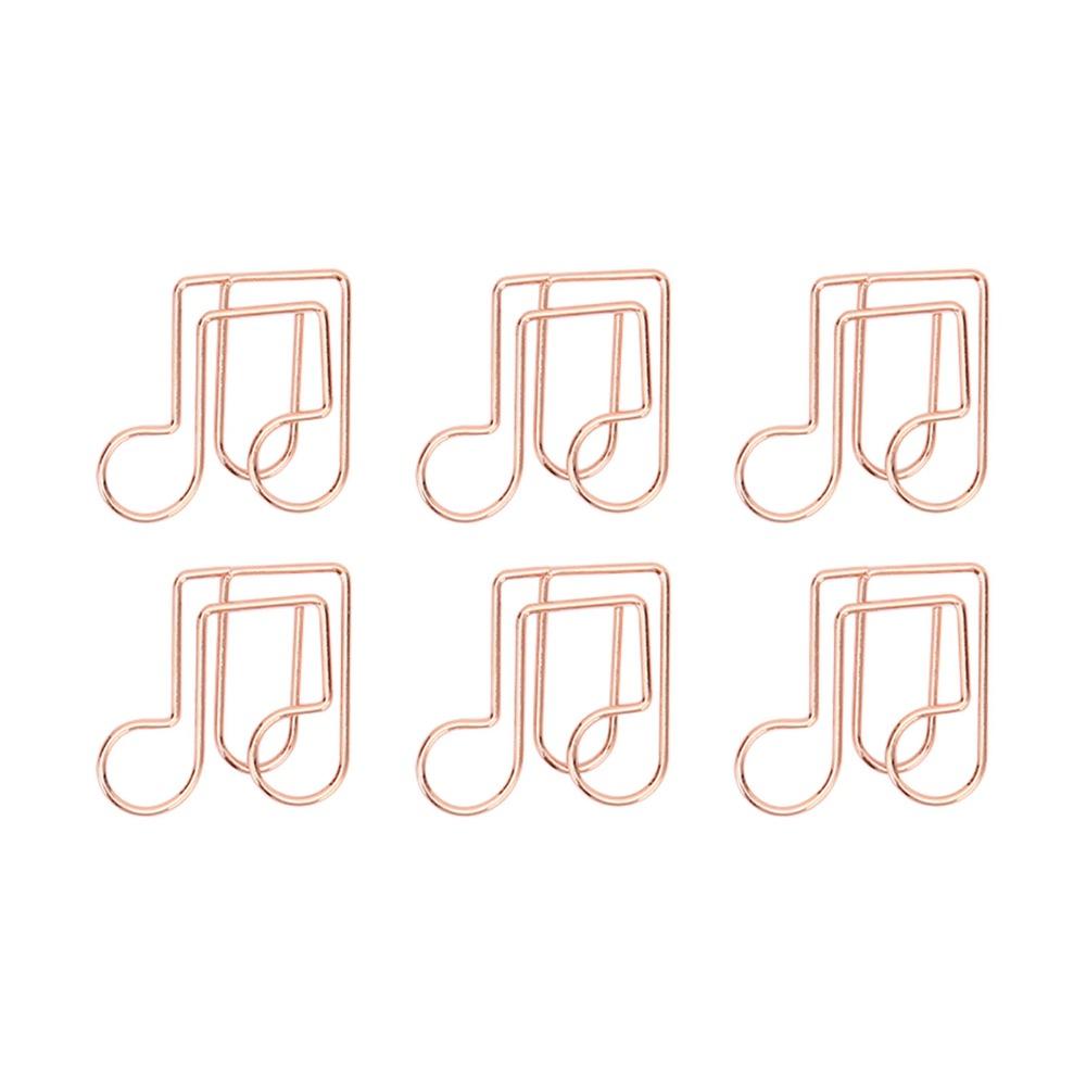 Music Note Shape Paper Clips Rose Gold Electroplating Metal Small Paper Clips Decorative Rustproof Cute Paper Clips