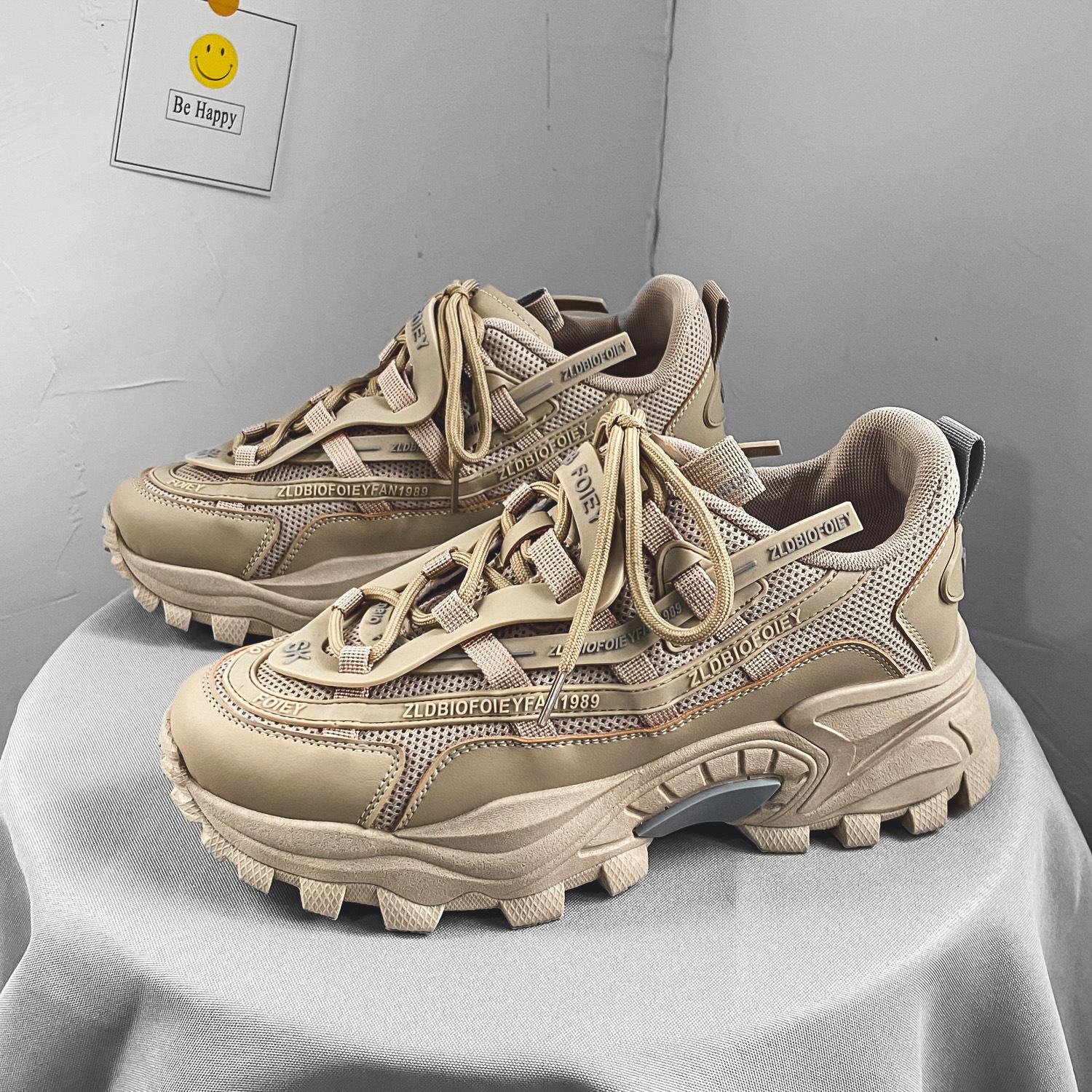 

Daddy shoes men s ins trendy shoes 2024 new thick soles increase the height of the Korean version when wearing casual men s sports shoes 44 хакі