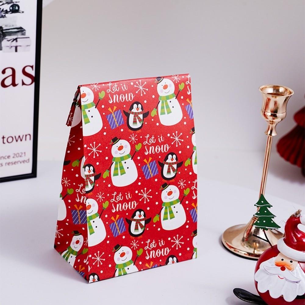 10pcs Reclosable Christmas Cookie Bag Kraft Paper Gift Favor Bags Candy Packag Bag New Year Decor