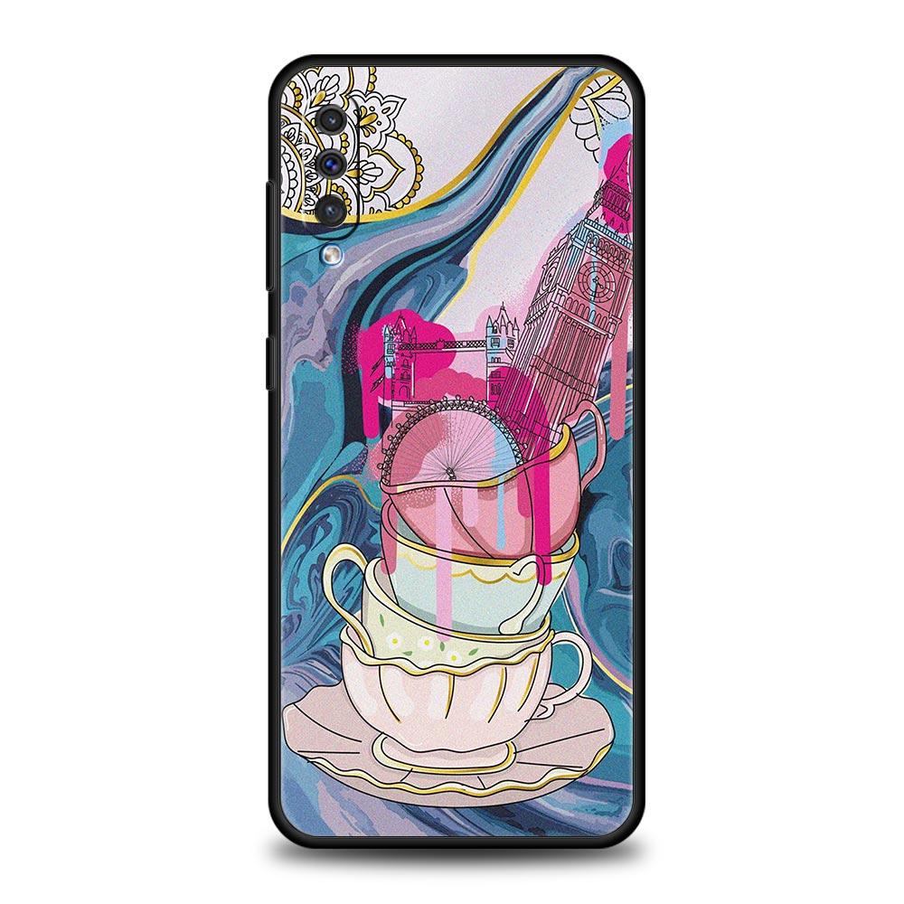 Paris Art Blue Butterfly Flower Phone Case For Samsung A12 A32 A50 A70 A20E A20S A10 A10S A22 A30 A40 A42 A52 5G A02S A04s Cover