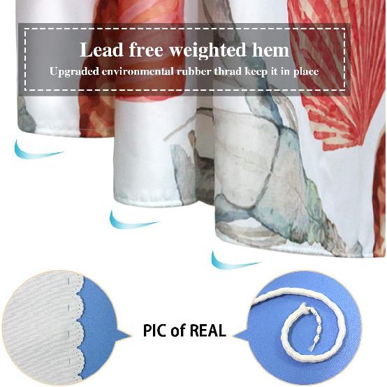 Classic Royal Blue Shower Curtain Washable Thicken Durable Polyester Fabric Set with Hooks, Weight Hem, 72 X 72 Inches, LHNT330-72