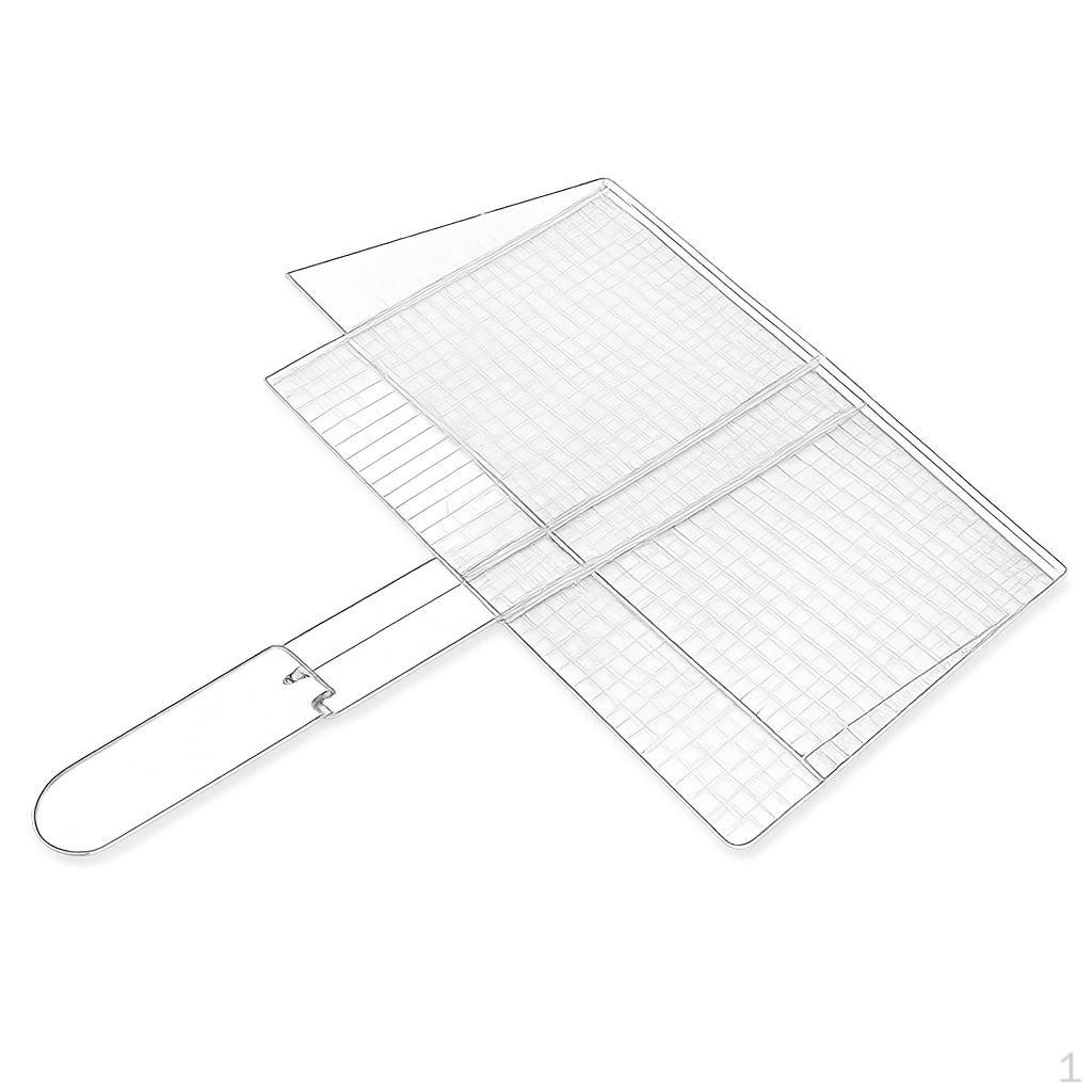 Portable BBQ Grilling Basket with Foldable Handle for Fish and Meat 35cm X 20cm