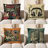 Home Decor Music Makes Life Dreams Guitar Music Pillow Pattern Cushion Cover Suitable For Sofa Bedroom Car Pillow Cover