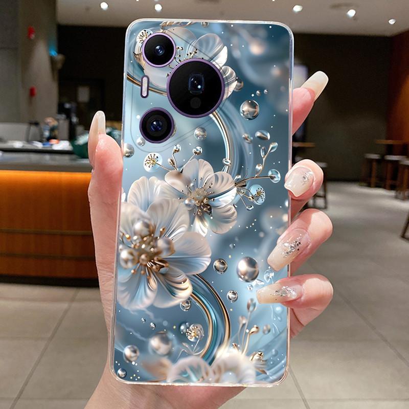 Phone Case For Huawei Pura 70 Pro Plus 70Pro+ 5G Simplicity Luxury Butterfly Flowers Transparent Casing Soft Silicone Back Cover