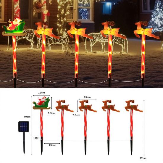 Solar Christmas Stake Lawn Decor with Santa Lights Waterproof Outdoor And Snowman Warm White LED