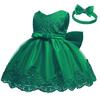Children's Lace Color Block Birthday Bow Dress