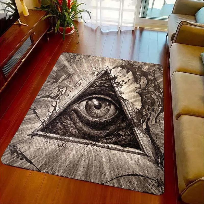 Allsehendes Auge Freimaurer Geheimnis Goldene Augen Teppiche für Wohnzimmer Schlafzimmer Dekoration Kinder Spielzimmer Matte Rutschfeste Teppiche