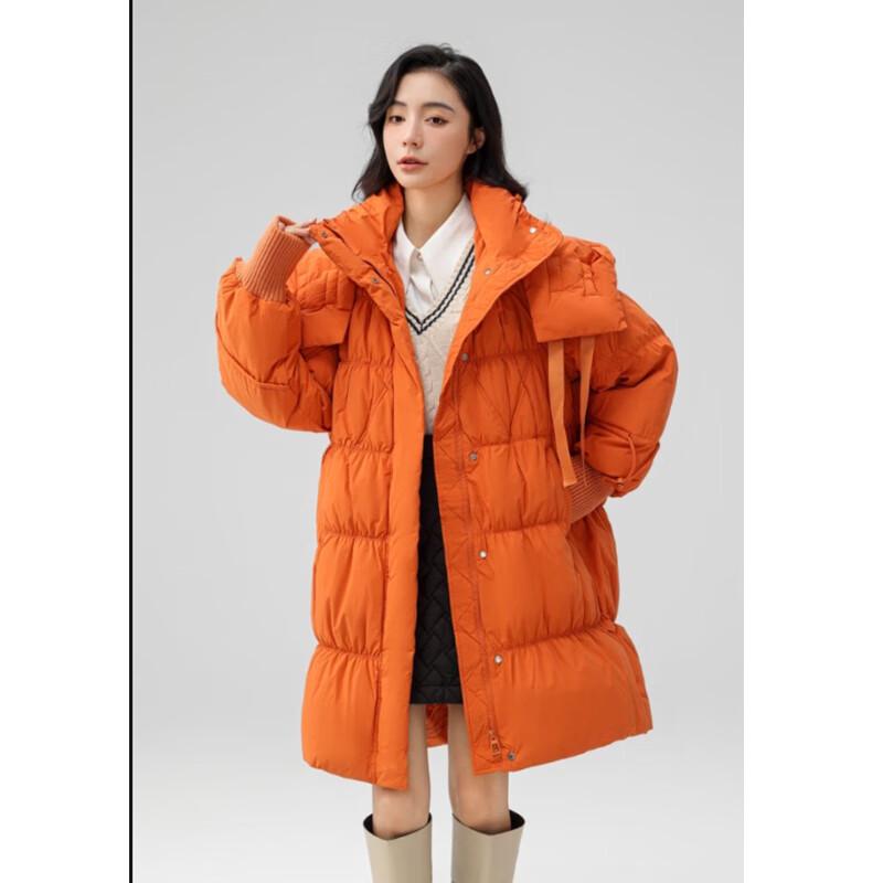 

YAYA Women s Korean Style Hooded Long Down Jacket YE2B623231A L