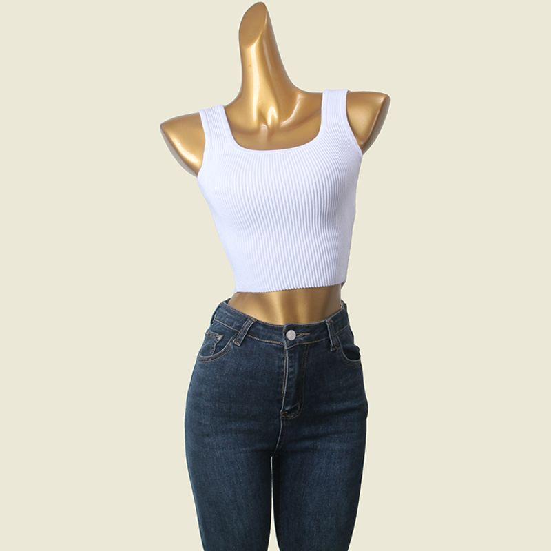 American Style Gyaru Square Collar Vest Foreign Trade Original Order Texture High Waist Knit Inner Wear Can Be Worn Outside Sling