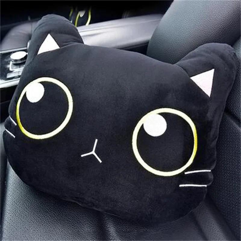 Cute Car Neck Pillow Cat Car Pillow Rearview Mirror Cover Girl Seat Belt Shoulder Pad Neck Cushion Woman Car Accessory Cartoon