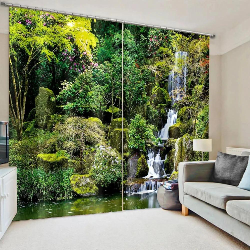 Natural Scenery Forest Landscape Waterfall Drapes Blinds Ideal for Family Room Bed Room Bathroom Kicthen Door Home Decoration
