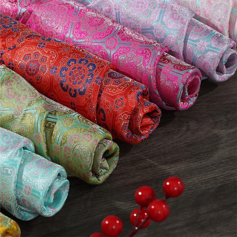 Chiński Styl Wzór Kwiatowy Tkanina Brokatowa Żakardowa Satyna do Rękodzieła DIY Hanfu Starożytny Kostium Odzież Etniczna