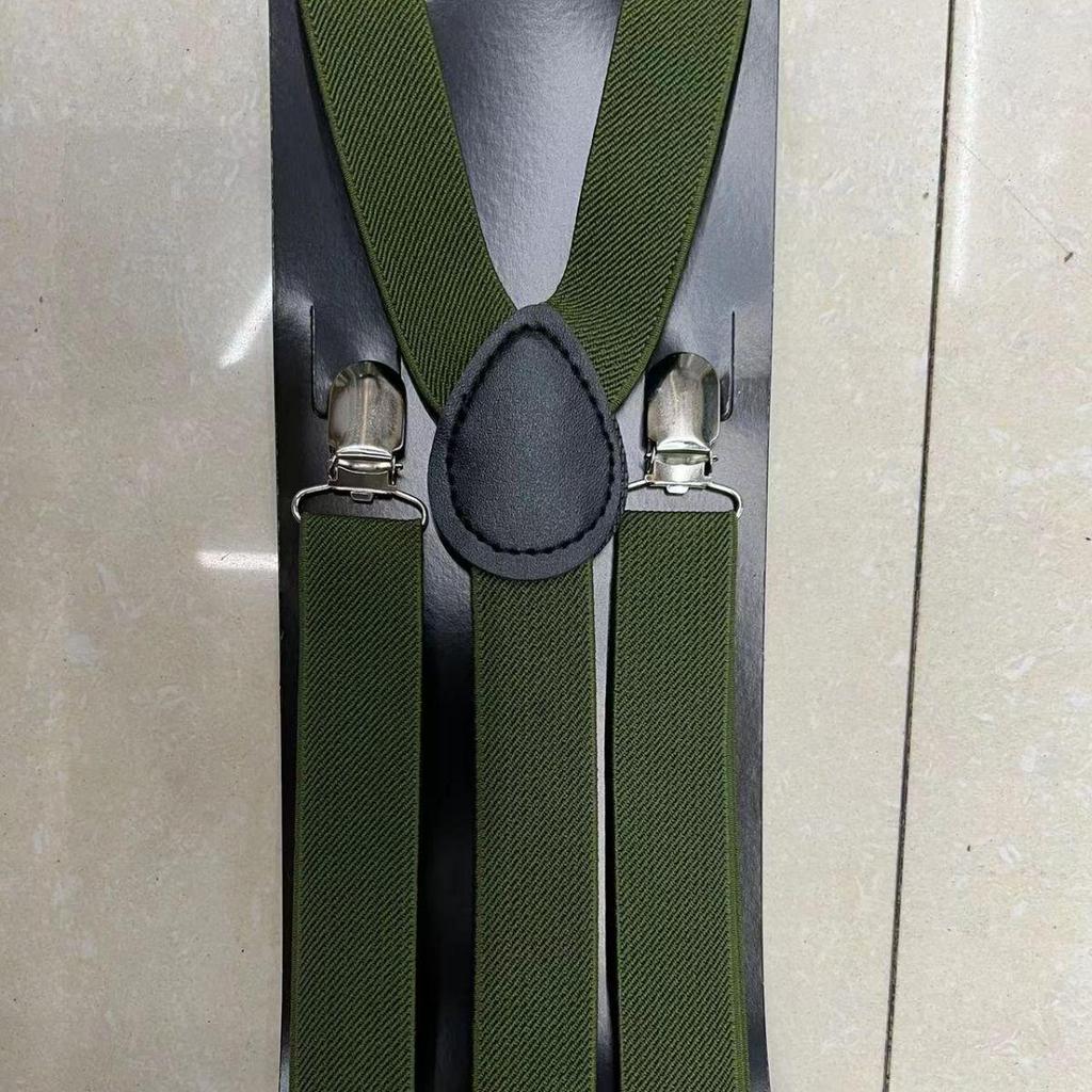 Unisex Black Adjustable Three-Clip High-Elastic Suspenders for Dress Pants