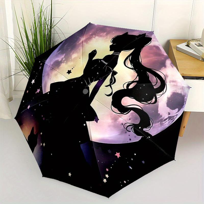 Ombrello Automatico Sailormoon - Pieghevole con 8 Stecche in Ferro, Portatile per Esterno, Regalo, Ombrello da Esterno, Accessorio Giocoso, Alta Qualità Resistente