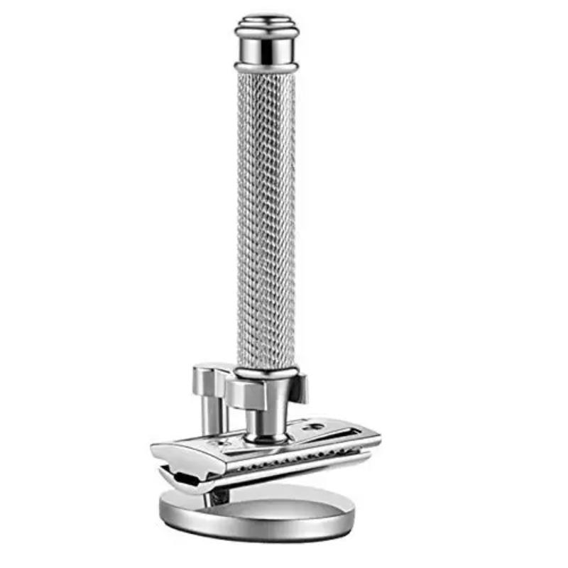 Premium Single Blade Safety Razors Double Edge Razor Blade Shaving Razors for Men with Razor Stand and 5 Platinum Blades