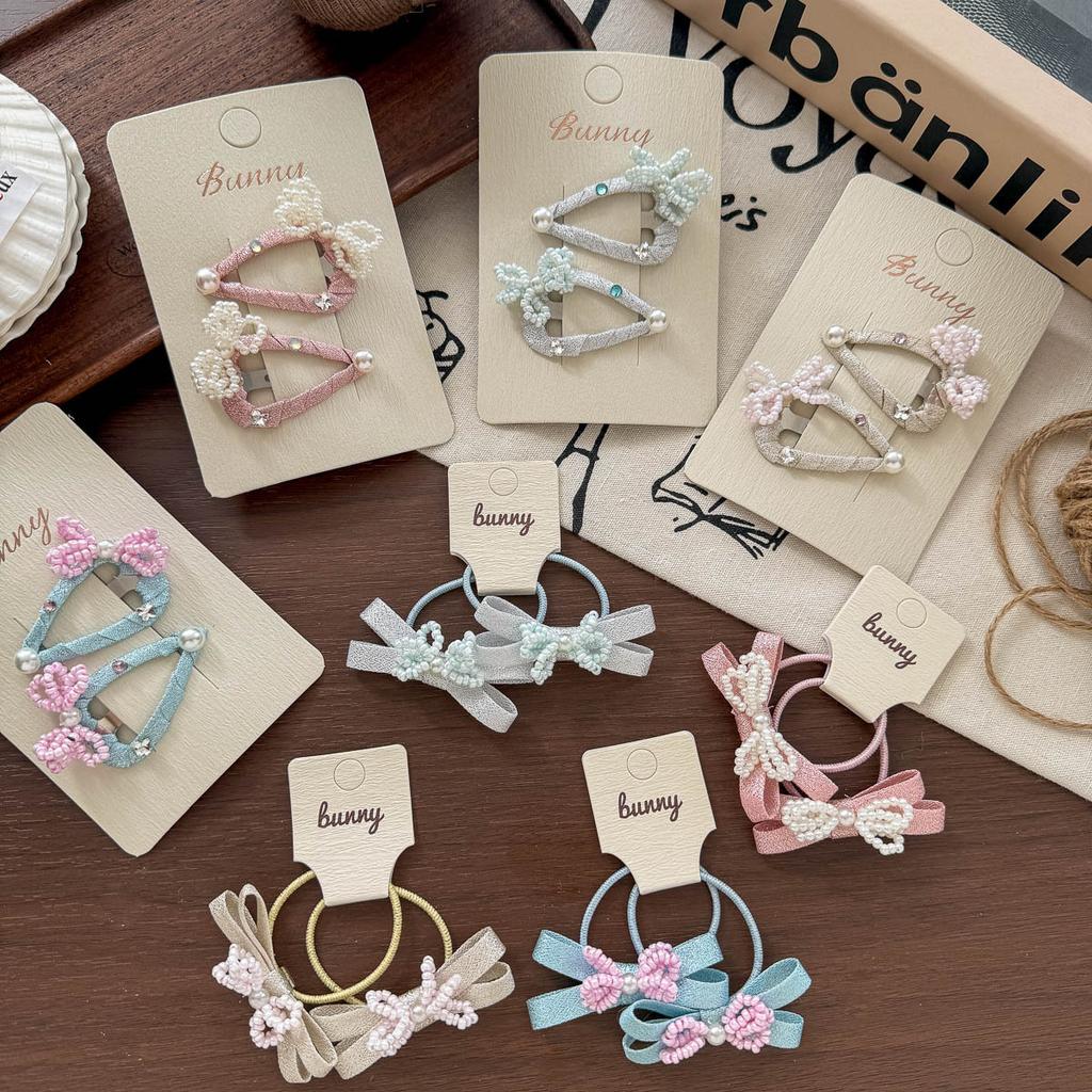 Korean Pearl Bow Rhinestone Love Hairpin Hair Ring High-end Temperament Does Not Hurt The Side of The Hair The Girl's Hairpin