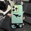 Black Airplane Design Phone Case for Iphone 16 15 14 13 12 11 Pro Max Mini Shockproof Anti-Scratch Protective Hard Cover