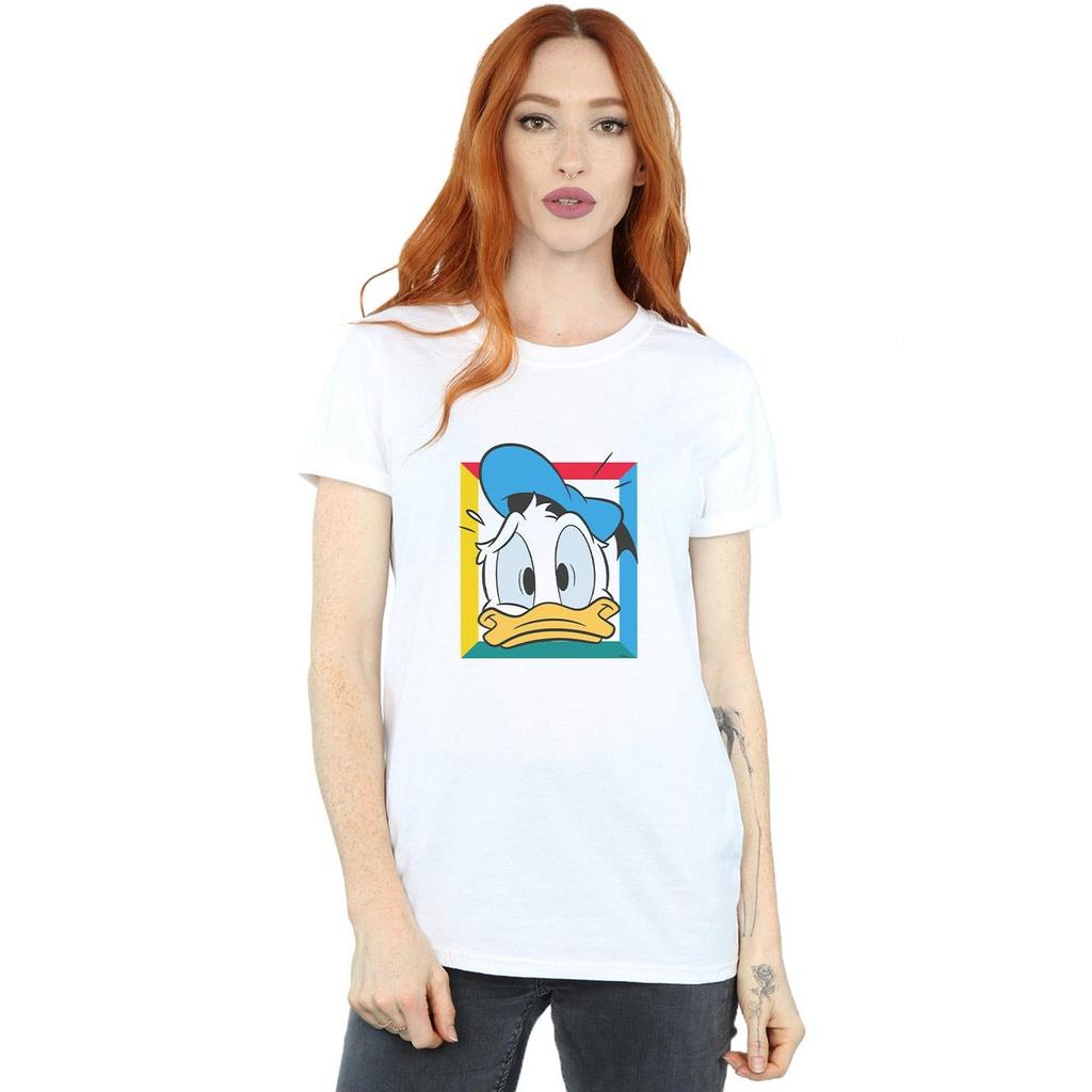 Disney Womens/Ladies Donald Duck Panicked Cotton Boyfriend T-Shirt