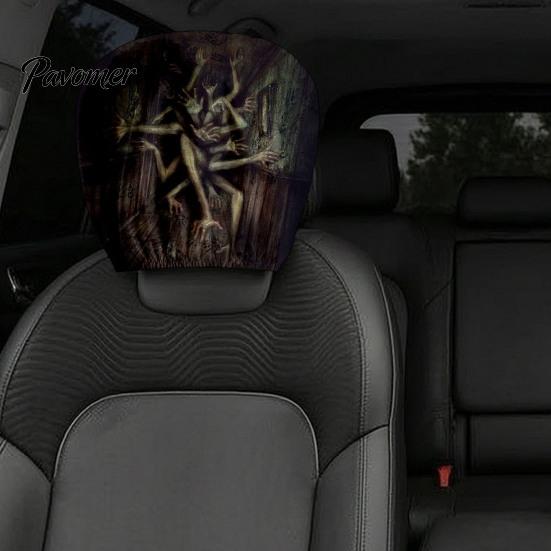 Einfach zu installierendes Auto-Sitzzubehör, Universale Abdeckung, Gruselige Kopfstützenbezüge, Atmungsaktives Innenraum-Styling, Elastisch für Limousine, LKW, SUV Fahrzeuge