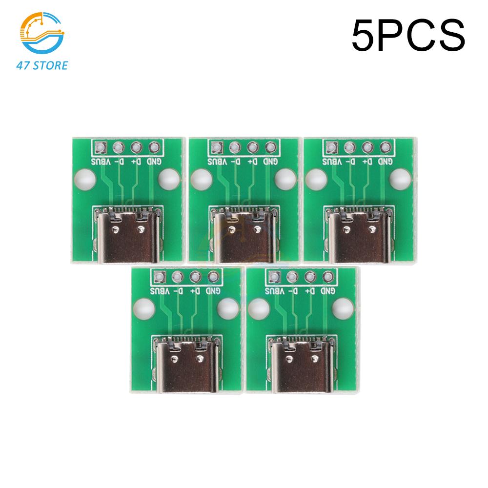 10/5/1pcs USB Type-C Breakout Board Jack 3.1 Female Connector Jack Charging Port Socket With Solder Wire PCB Converter Board