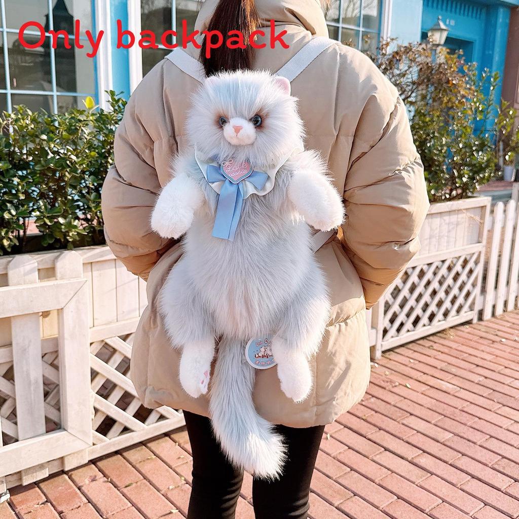 

Plush Cat Backpack With Flowers And Bows Decorations For Girls And Kids сірий колір