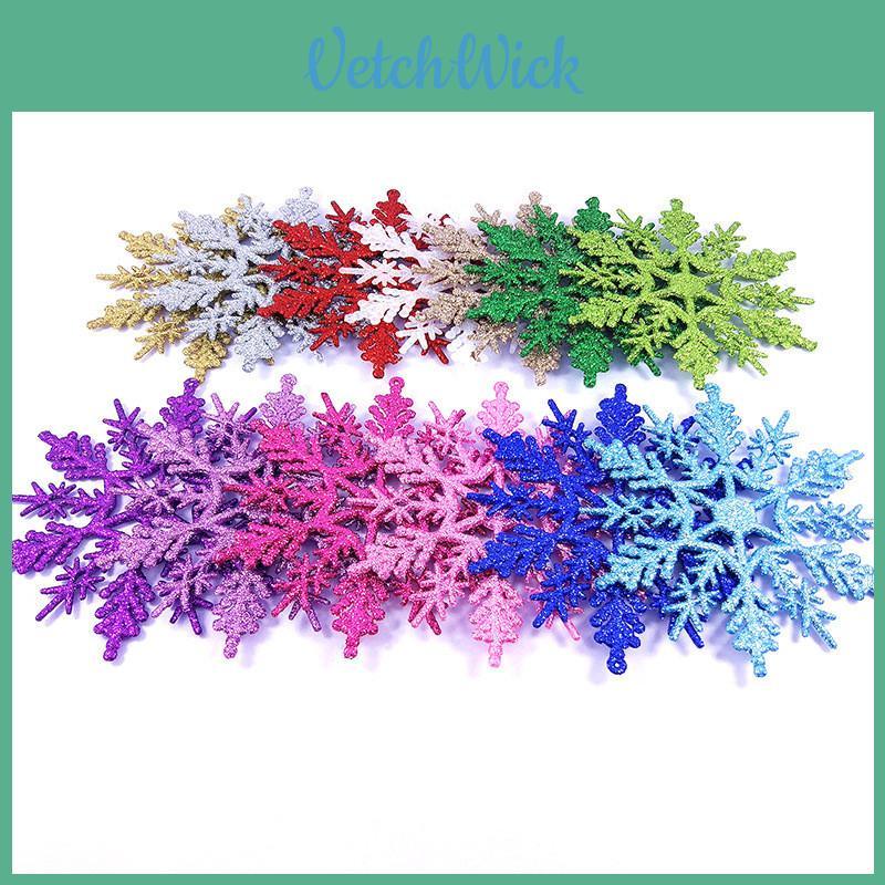 Elegant 12pcs Christmas Tree Decorations Featuring Glittery Snowflake Baubles 10cm